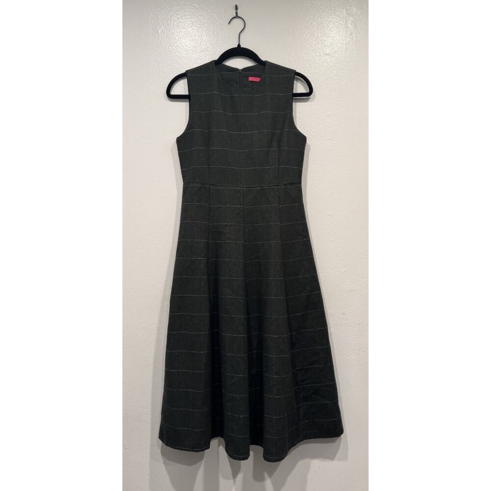 Pinkyotto‎ Green Plaid Midi Dress Sleeveless Preppy Classic Academia Work Career